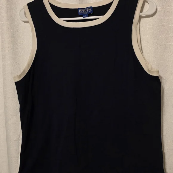 Pendleton Sweater Navy Cream Tank Top Preepy layering Office Business Casual - Picture 5 of 5